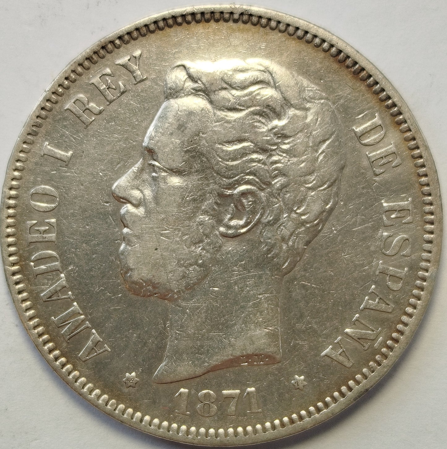 AMADEO I. 5 pesetas, 1871*18-71. 24,67g.