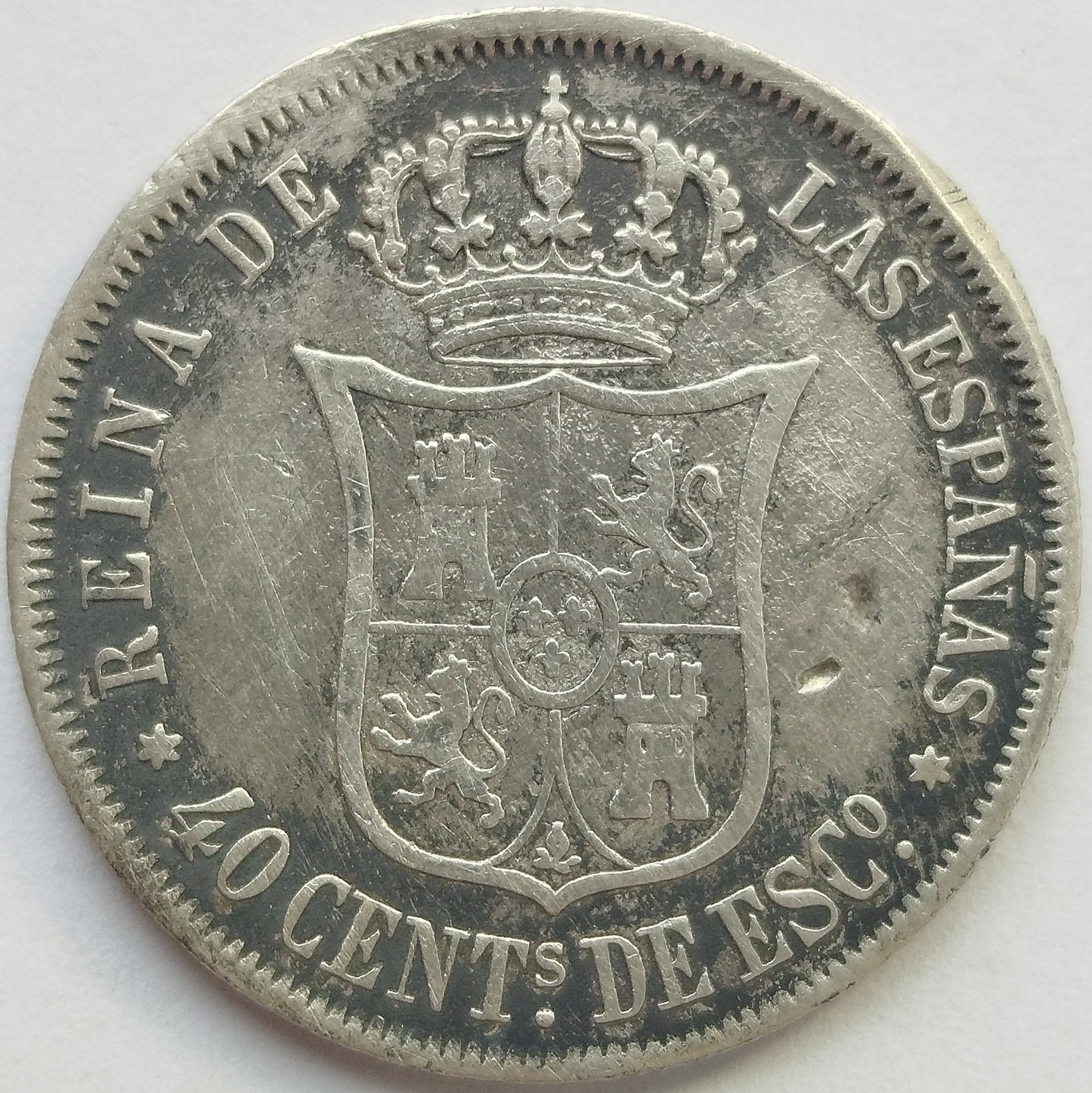 ISABEL II. 40 céntimos de Escudo, Madrid, 1866.