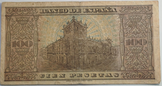 100 pesetas, 20 de Mayo de 1938, serie G. Circulado.