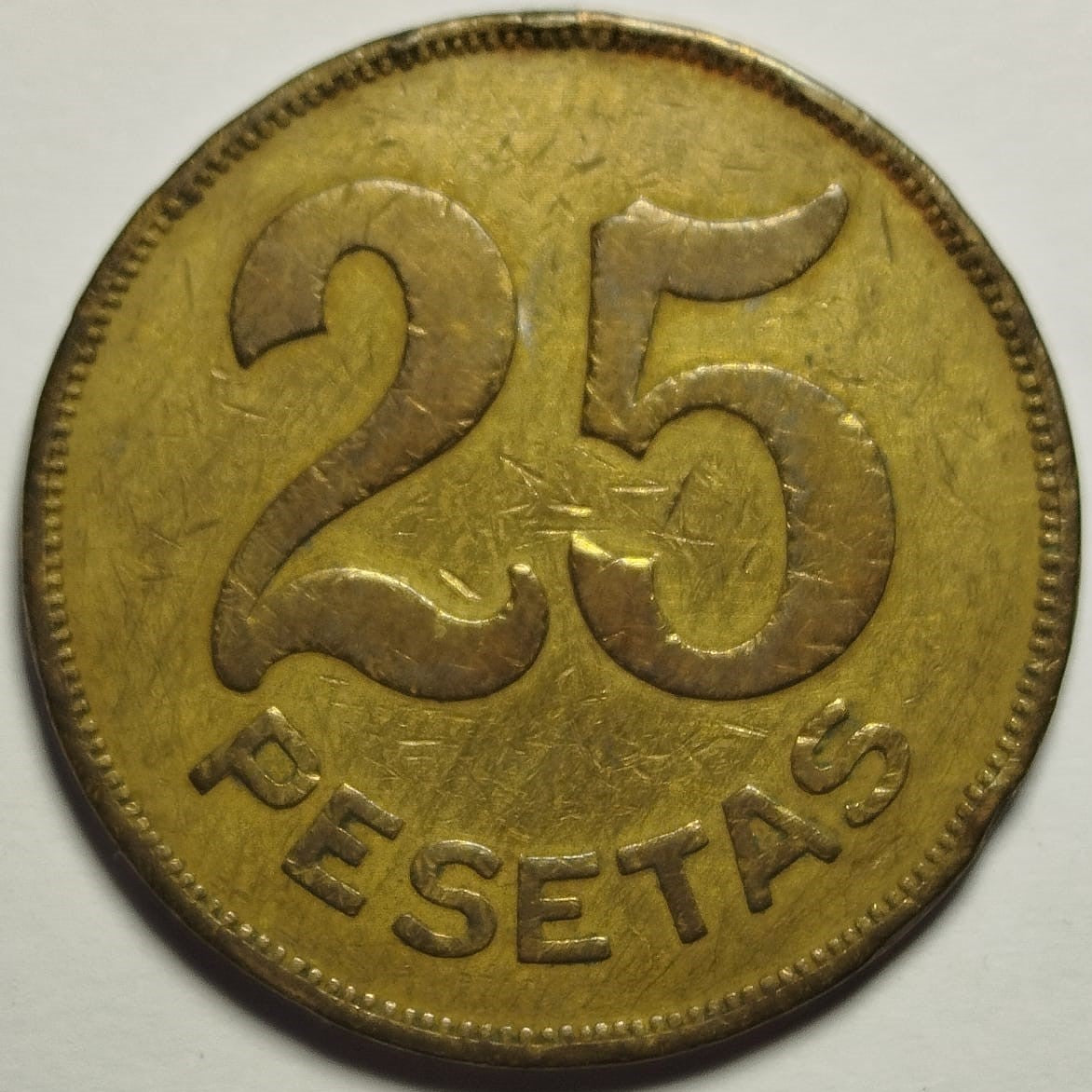 25 pesetas Unión Cooperativa Anglsense (Anglés, Girona).