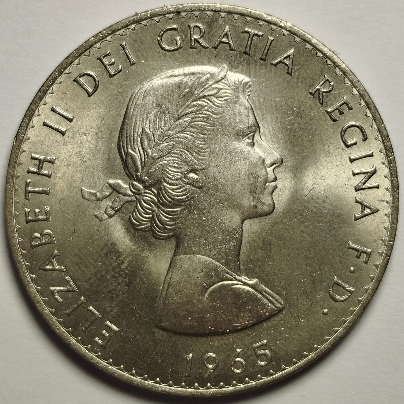 ELIZABETH II. 1 Corona conmemorativa Churchill, Inglaterra, 1965.
