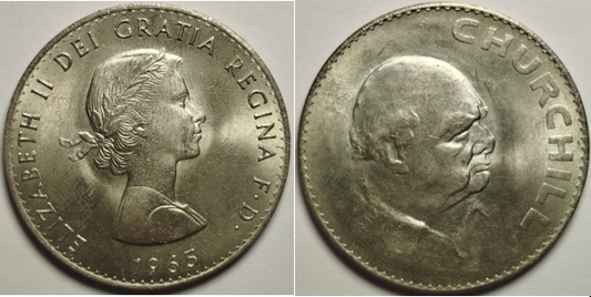 ELIZABETH II. 1 Corona conmemorativa Churchill, Inglaterra, 1965.